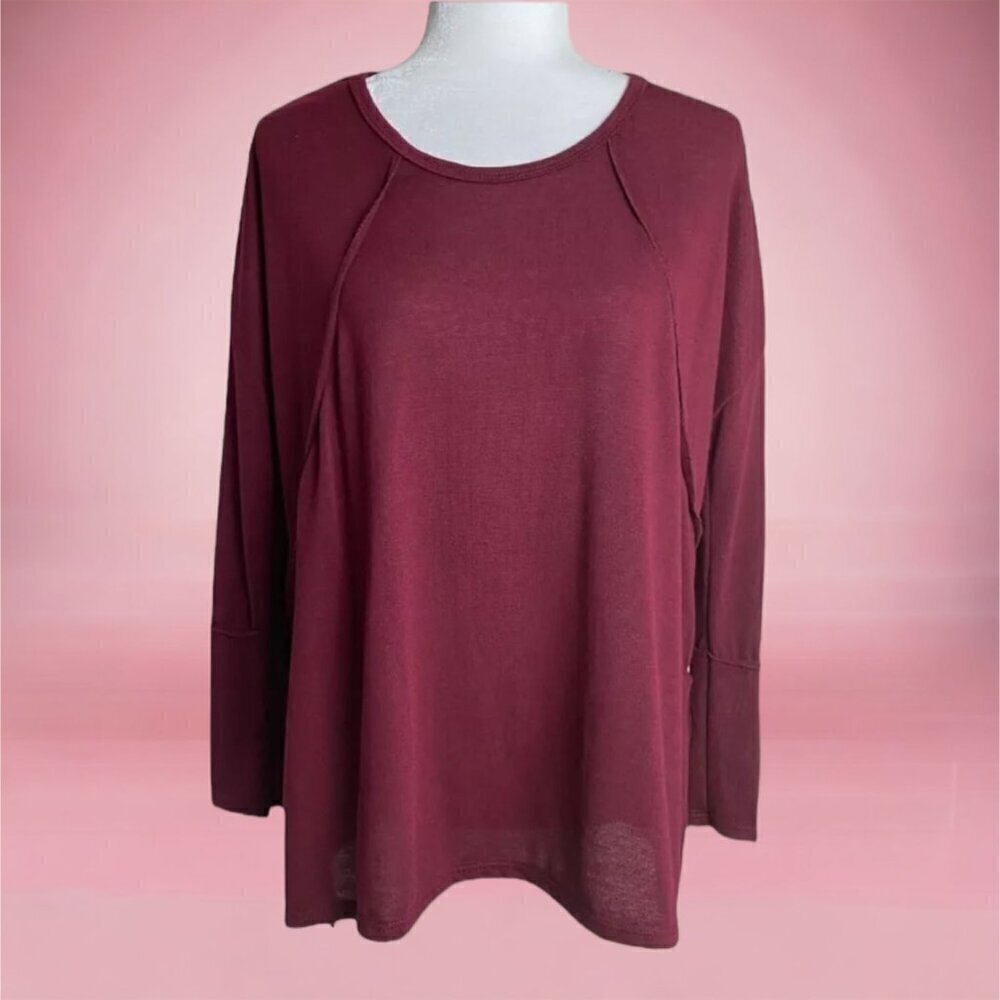 Forgotten Grace Top NWT Burgandy Red Knit Pullover Long Sleeve Women's Size XS
